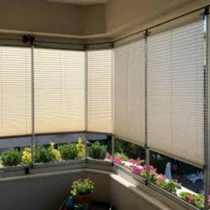 Cam Balkon Perdesi Plise  Perde Krem Istediğiniz Ölçüde
