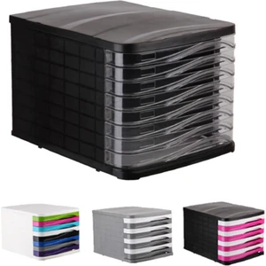 Çekmeceli Evrak Rafı 8’li Siyah Plastik Düzenleyici 26.1x26.7x38.7 cm Ofis Kullanımı İçin