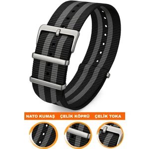18MM-20MM-22MM-24MM Saatlerle Uyumlu Nato Kumaş Tekstil Saat Kordonu Kayışı Nato-Model-21