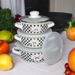 Emaye Pişir Sakla Tencere Seti 9 Parça