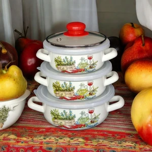 Emaye Pişir Sakla Tencere Seti 9 Parça