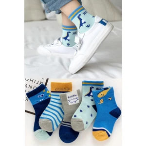 5 Çift Dinazor Desenli Indigo Bebek Çorap ve Çocuk Çorabı Hobins Sportswear & Company