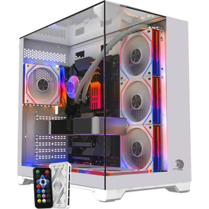 Carısma 7x Argb Kumandalı Fan Topglass USB 3.0 Gaming Bilgisayar kasası beyaz