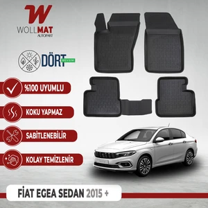 Fiat Egea Sedan 2015 2025 Arası Uyumlu 3D Havuzlu Paspas Seti