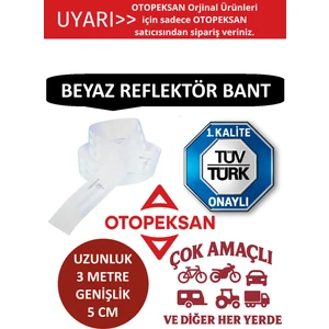 Fosfor Şerit Bant - Reflektör Bant - 3 Metre Beyaz - Tüvtürk Onaylı