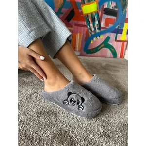 Kadın Sessiz Taban Yumuşak ve Hafif Ayıcık Desen Peluş Ev Terliği