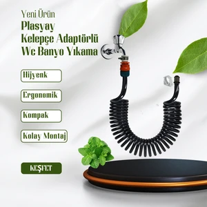 Spiral Wc Taharet Hortum Matik ve Wc Banyo Yıkama Setleri Yeni Siyah Inci