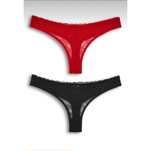 Kadın Dantelli 2'li Tanga Set Külot-Tanga-String