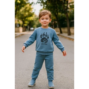 Erkek Çocuk Üç Iplik Içi Şardonlu Alt Üst Takım Uzun Kollu Sweat ve Lastikli Paça Pantolon