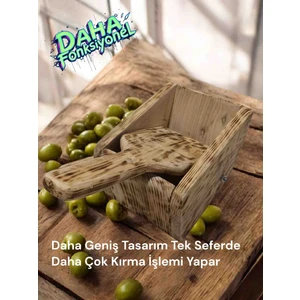 El Yapımı Ahşap Zeytin Kırma Aparatı – Rustik Tasarım, Doğal Ahşap