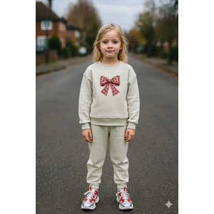 Kız Çocuk Üç Iplik Içi Şardonlu Kışlık Alt Üst Takım Uzun Kollu Sweat ve Lastikli Paça Pantolon