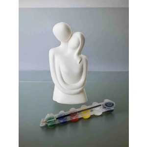 El Yapımı Sarılma Figürlü Taş Tozu Biblo – Dekoratif Heykel Boyama Seti