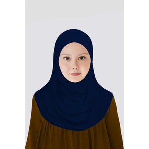 Kız Çocuk Pratik Başörtü Pamuklu Meryem Model Lacivert