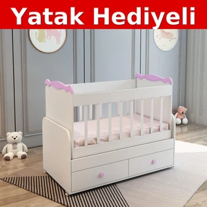 BANANA BABY SOFT YATAK HEDİYELİ ANNEYANI SALLANIR İKİ ÇEKMECELİ 60*120 BEŞİK