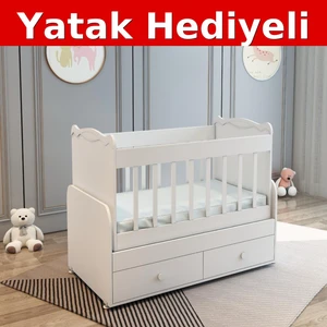 BANANA BABY SOFT YATAK HEDİYELİ ANNEYANI SALLANIR İKİ ÇEKMECELİ 60*120 BEŞİK