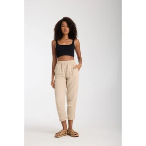 Çift Katlı Müslin Düz Pantolon