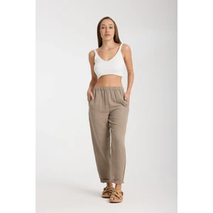 Çift Katlı Müslin Düz Pantolon