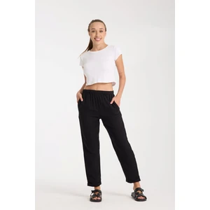 Çift Katlı Müslin Düz Pantolon