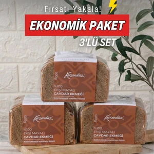 %100 Tam Çavdar Ekşi Mayalı Ekmekler 3'lü Seçim 3 x 500 gr