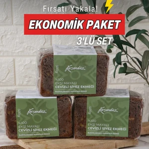 %100 Siyez Ekşi Mayalı Ekmekler 3'lü Seçim 3 x 500 gr (Cevizli-Cevizli-Cevizli)
