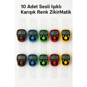 10 Adet - Işıklı Sesli Zikirmatik – Dijital Yüzük Tesbih Sayaç – 100 Sayımda Alarm Özellikli