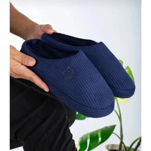 Nakışlı Fitilli Desen Rahat Yumuşak Sessiz Tabanlı Içi Kürklü Erkek Ev Terlik