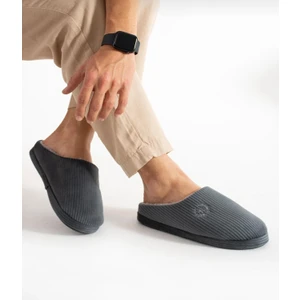 Nakışlı Fitilli Desen Rahat Yumuşak Sessiz Tabanlı Içi Kürklü Erkek Ev Terlik