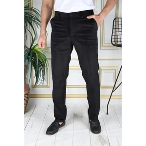 Siyah Polarlı Kadife Pantolon Esnek Kalın Fitil Klasik Kesim Yan Cepli Astarlı Phantom Jeans