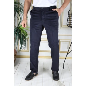 Lacivert Polarlı Kadife Pantolon Esnek Kalın Fitil Klasik Kesim Yan Cepli Astarlı Phantom Jeans