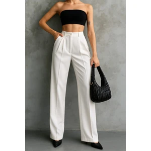 Kadın Siyah Çift Pileli Yüksek Bel Palazzo Kumaş Pantolon | Şık Ofis ve Günlük Kombinler Için