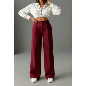 Kadın Siyah Çift Pileli Yüksek Bel Palazzo Kumaş Pantolon | Şık Ofis ve Günlük Kombinler Için