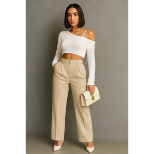 Kadın Siyah Çift Pileli Yüksek Bel Palazzo Kumaş Pantolon | Şık Ofis ve Günlük Kombinler Için