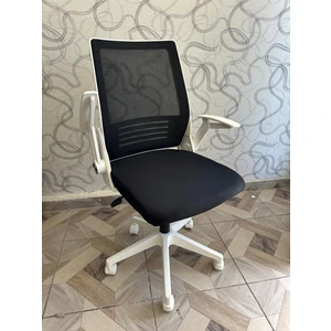 Pacers Katlanır Kollu Çalışma Sandalyesi | Ofis ve Bilgisayar Koltuğu | Siyah Kumaş - Beyaz Kollar