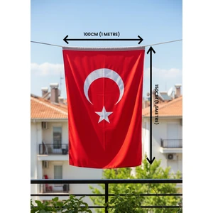 Türk Bayrağı 100X150 cm – Raşel Kumaş, Çift Dikiş, Solmaz Renk, Uzun Ömürlü