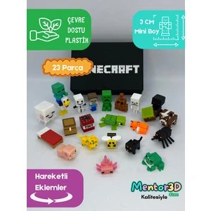 Mentor 3D Store Blok Oyuncak Temalı Mini Figür Seti 23 Parça + Kutu ve Deprem Düdüğü Hediyeli