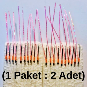 Çapari İstavrit Çaparisi, 20x12 Beden, Ultraviyole UV Neon Pembe Sim, 11 No Beyaz İğne, 10 İğneli Çapari 2li Paket