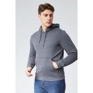 Mooncover Erkek Kapşonlu Kanguru Cepli 3 Iplik Şardonlu Sweatshirt