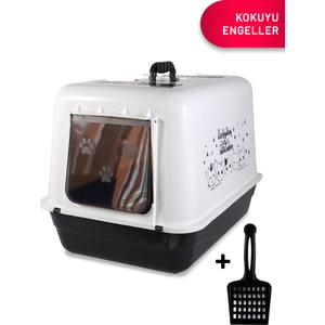 Kapalı Kedi Tuvaleti - Kokuyu Engelleyen Iki Karbon Filtreli Kürek Hediyeli 40X54X39 cm