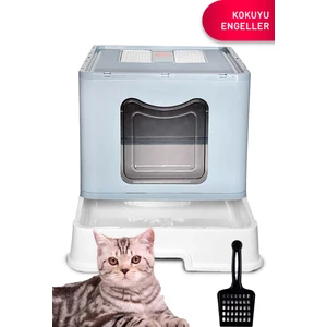 Kapalı Kedi Tuvaleti Kokuyu Önleyen Çift Filtreli Çekmeceli Kürek Hediyeli 40X50X39 cm