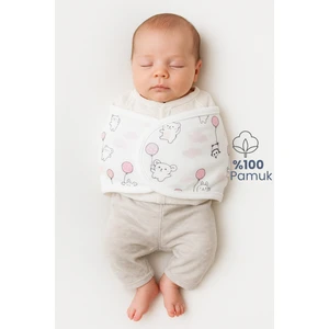 Hazır Yarım Kundak 0-4 Ay Balon Desenli %100 Pamuk Bebek Kundak Kemer, Çift Taraflı Bel Destekli