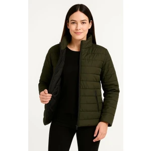 Kadın Bomber Mont Ceket – Su Itici Kumaş, Kapitone Astarlı, Fermuarlı, Kışlık - Haki