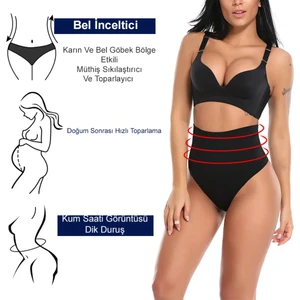 Dikişsiz Yüksek Bel Kayma Yapmaz Toparlayıcı Kadın String Tanga Korse Siyah
