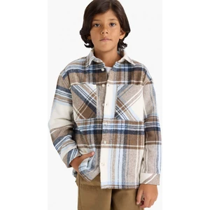 Erkek Çocuk Oversize Geniş Kalıp Polo Yaka Flanel Uzun Kollu Gömlek F4097A825WN