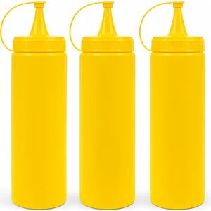 Kapaklı Sosluk, Ketçaplık – Sıkma Tip Yağdanlık ve Sos Şişesi Seti Plastik Sarı( 3 Adet )