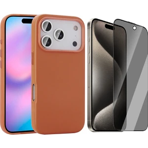 iPhone 17 Pro Max Kılıf M-Safe Şarj Özellikli Pu Deri Görünümlü Zore Kupra Kapak + Hayalet Ekran Koruyucu