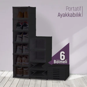 Trend Maison Katlanabilir Portatif 6 Katlı Plastik Ayakkabılık Düzenleyici