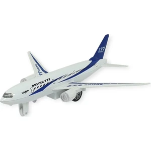 Çek Bırak Sesli Işıklı Metal Uçak - 180 - Mavi