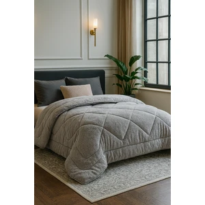 Pamuklu Lüks Çift Taraflı Çift Kişilik Yorgan | Gri 195X215CM