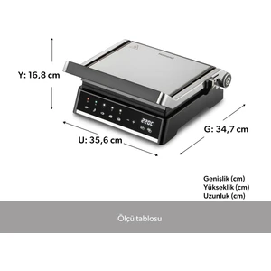 Grilliant 1341H Inox Gövdeli, Döküm Plakalı, 5 Programlı, Led Ekranlı Tost ve Izgara Makinesi