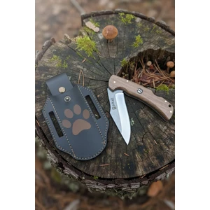 Isme Özel Ay Yıldız Outdoor Katlanır Kamp Bıçağı Mekanizmalı Deri Kılıf